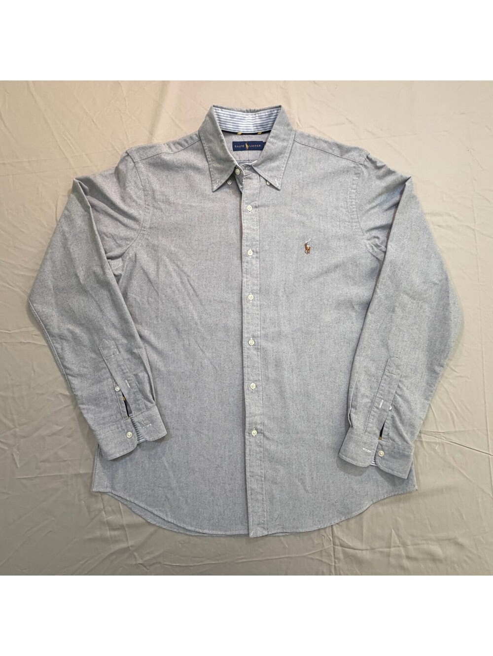 Polo Ralph Lauren Men’s L Gray Oxford Button Down Shirt Multicolor Pony